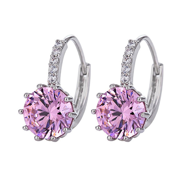 Artificial Diamond Earrings for Women Girls, Vintage Hoop Earrings Alloy Silver