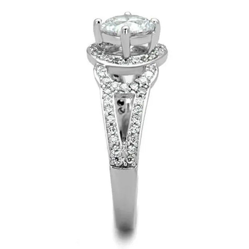 1.25 Ct round Cut Zirconia High Polished Stainless Steel Engagement Ring Size 5-