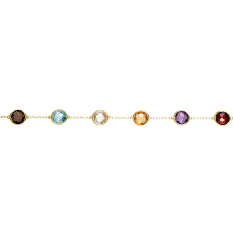 Multi Gemstone Station Necklace in 14 Karat Yellow Gold