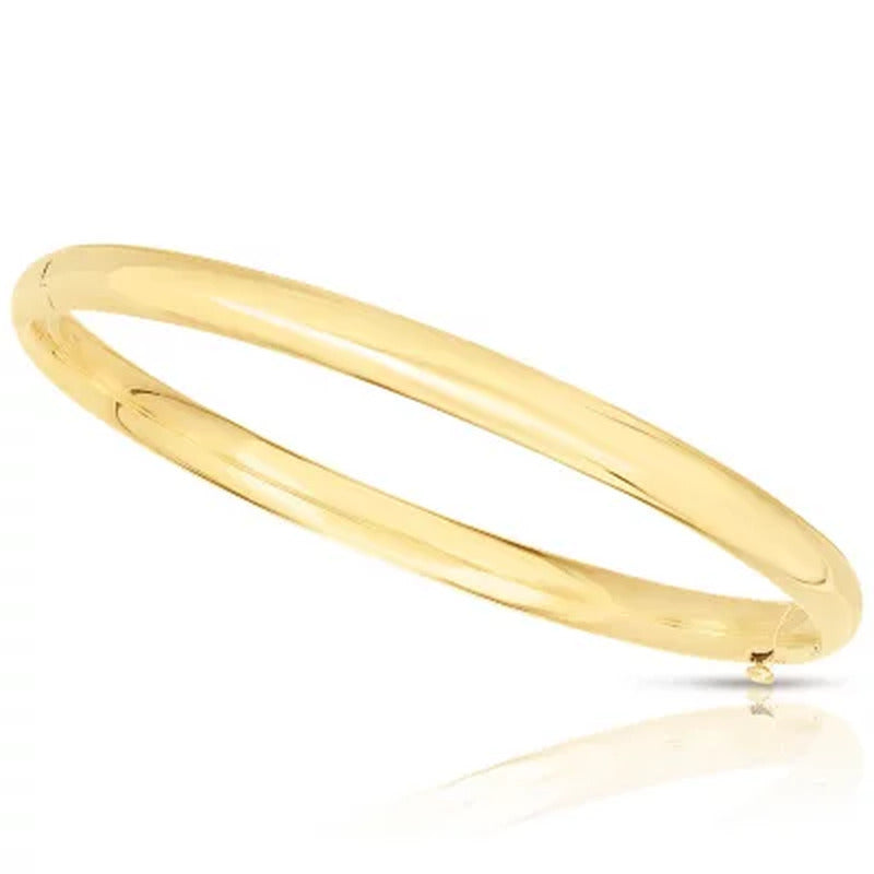 5Mm High Polished Hollow Bangle Bracelet in 14K Gold