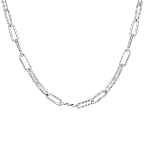 Italian Sterling Silver High Polish Paperclip Link Necklace