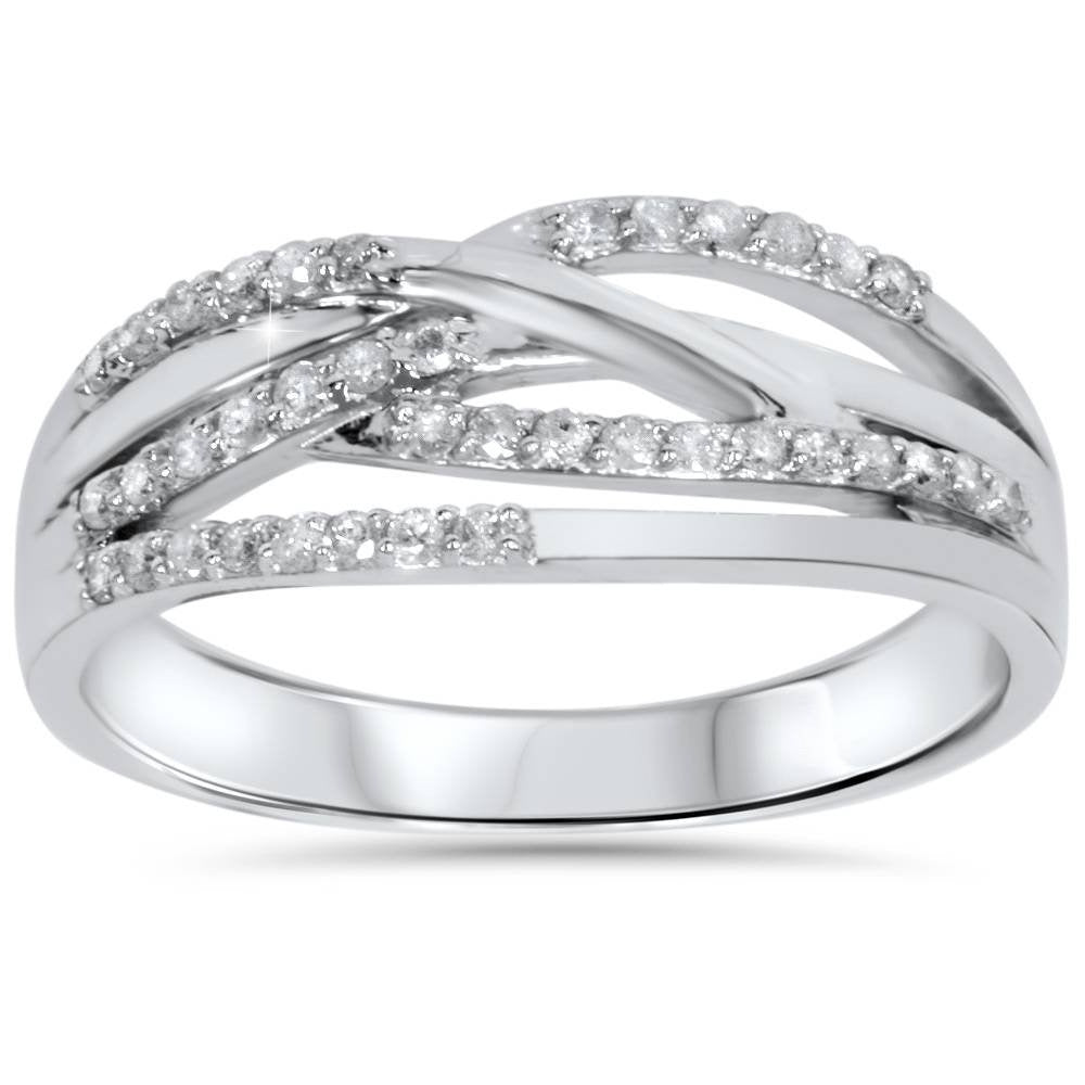 1/5Ct Diamond Crossover Ring 10K White Gold