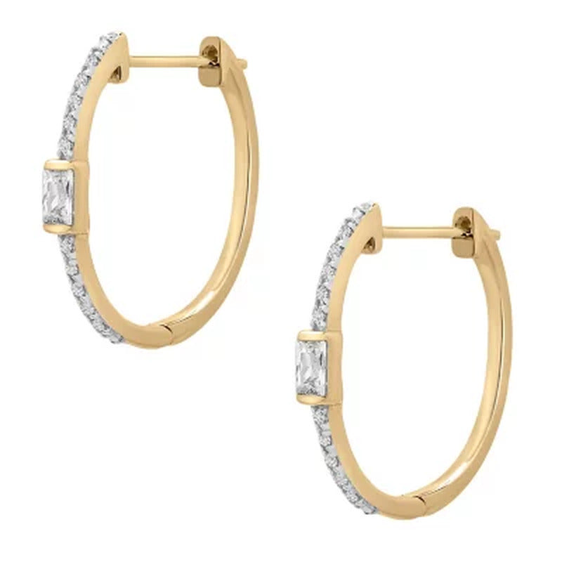 0.15 CT. T.W. Diamond Fashion Hoop Earrings in 14K Gold (I, I1)