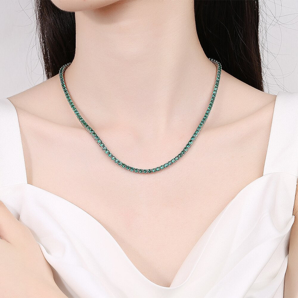 16-24 Inch (41-60 Cm) Solid Real 925 Sterling Silver Tennis Choker Necklace