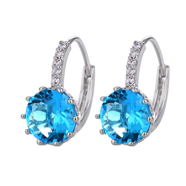 Artificial Diamond Earrings for Women Girls, Vintage Hoop Earrings Alloy Silver