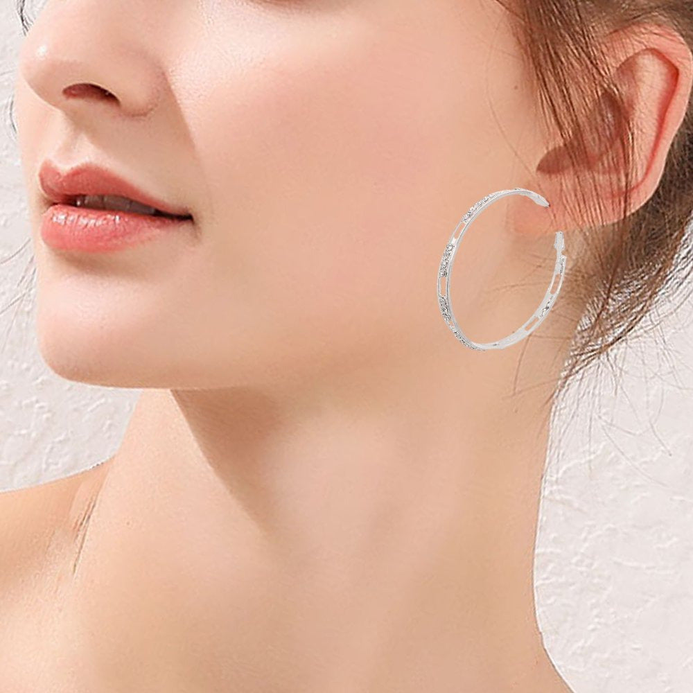 Small Silver Hoop Earrings Earrings Popular Point Clip Diamond C-Shaped Ear Earr