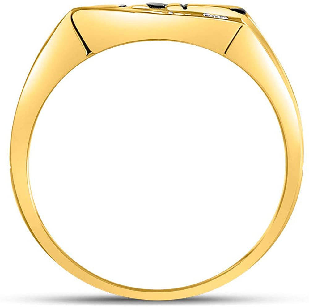 10Kt Yellow Gold Mens round Diamond Dad Father Band Ring .01 Cttw