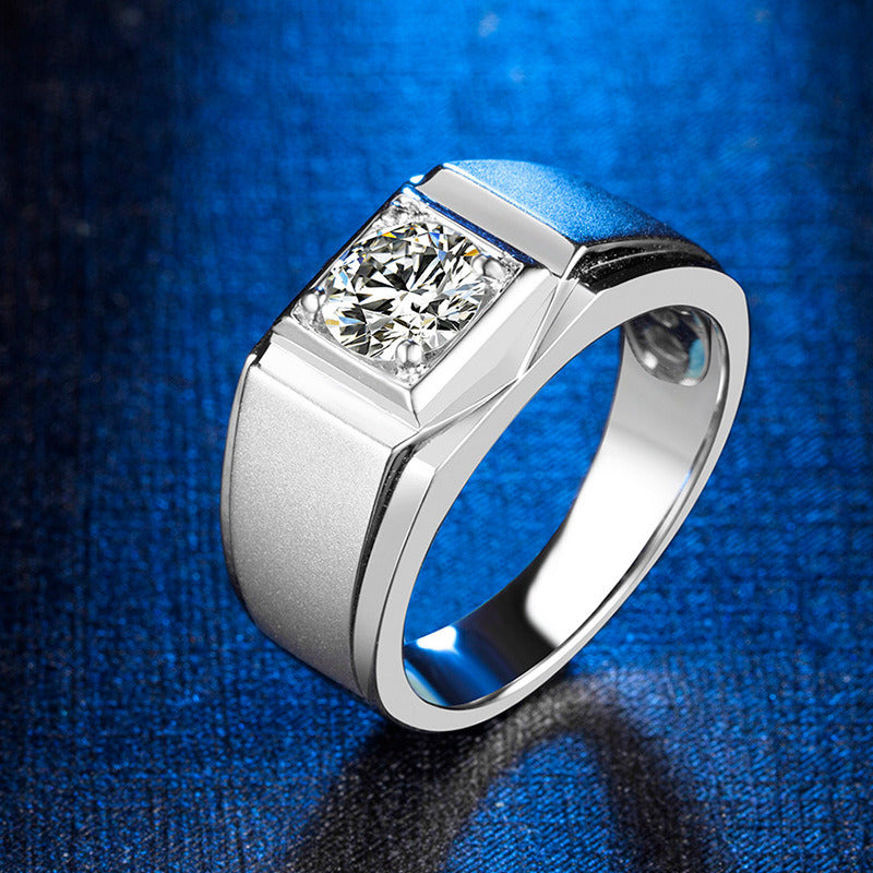 Fashion Simple Solitaire Moissanite Men'S Ring