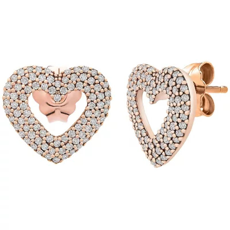 0.33 CT. T.W. Diamond Heart Earrings in 14K Rose Gold