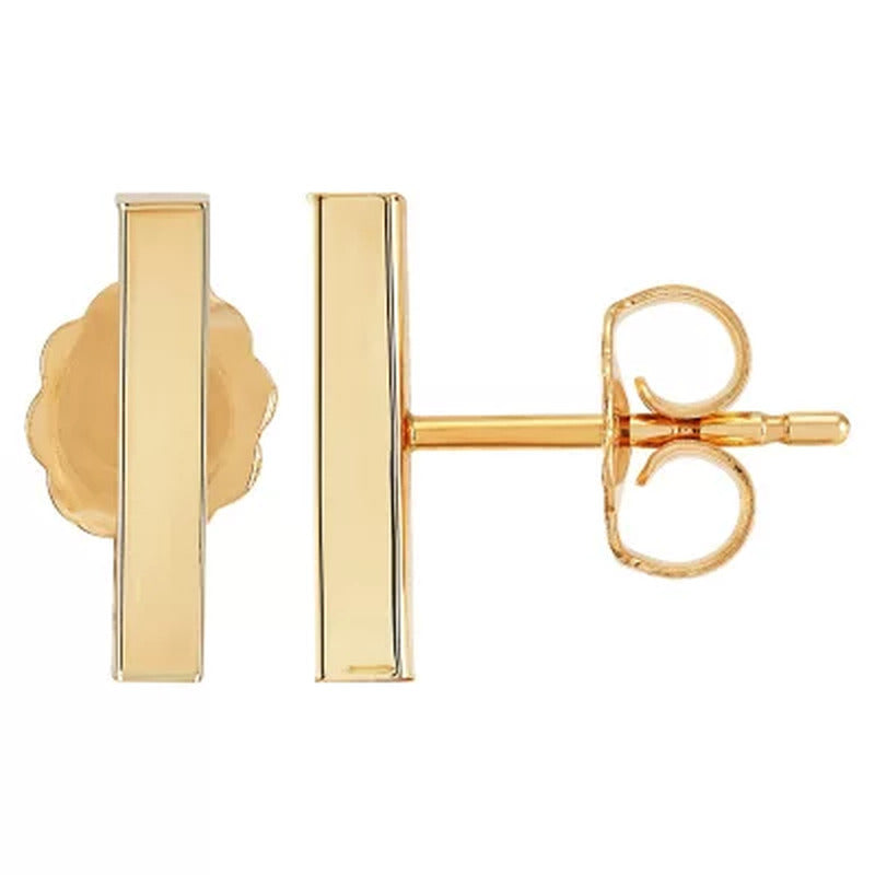 2Mm Bar Stud Earrings in 14K Yellow Gold