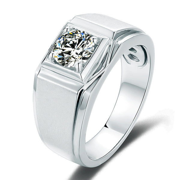 Fashion Simple Solitaire Moissanite Men'S Ring