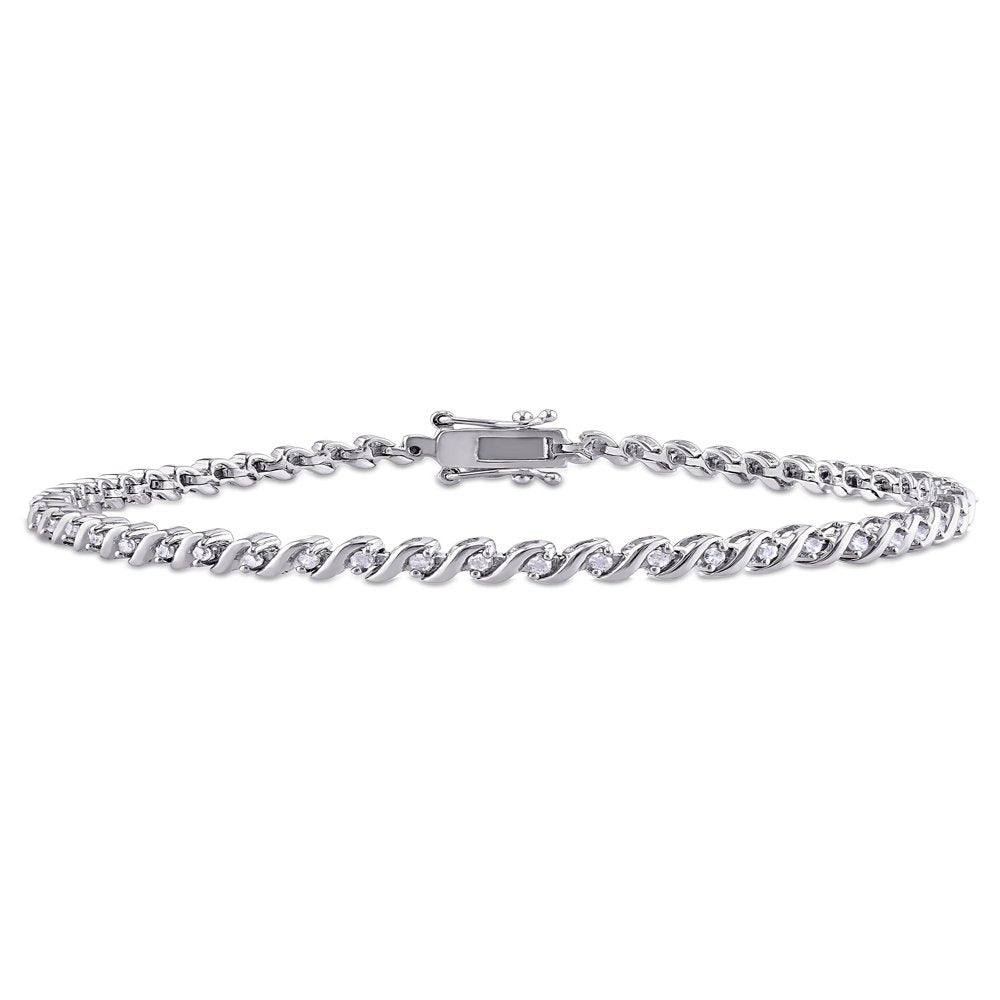 1/2 Carat T.W. Diamond Sterling Silver Tennis Bracelet, 7.5