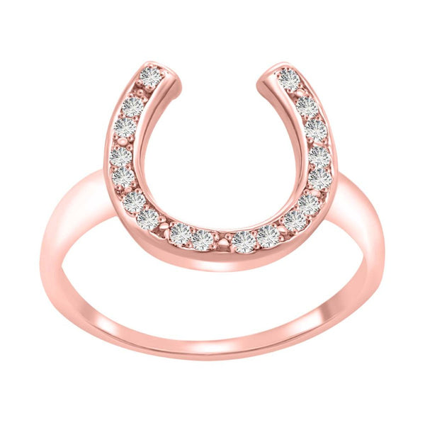 0.25 Ct. Diamond Horse Shoe Ring in 10K Solid Rose, White & Yellow Gold