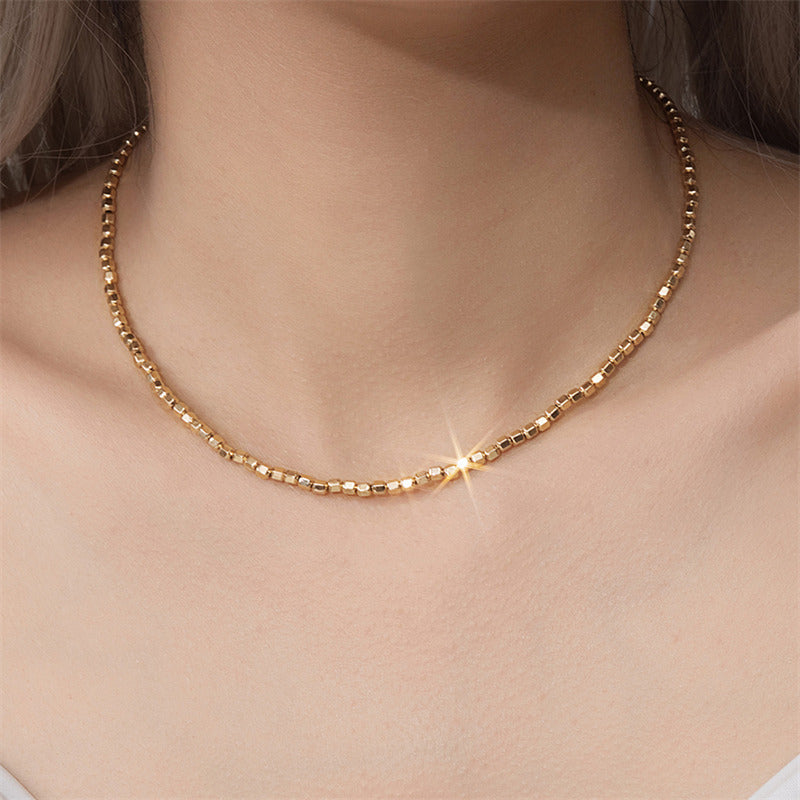 14K Gold Filled Bead Necklace Dainty Bead Choker Handmade Pendants Tarnish