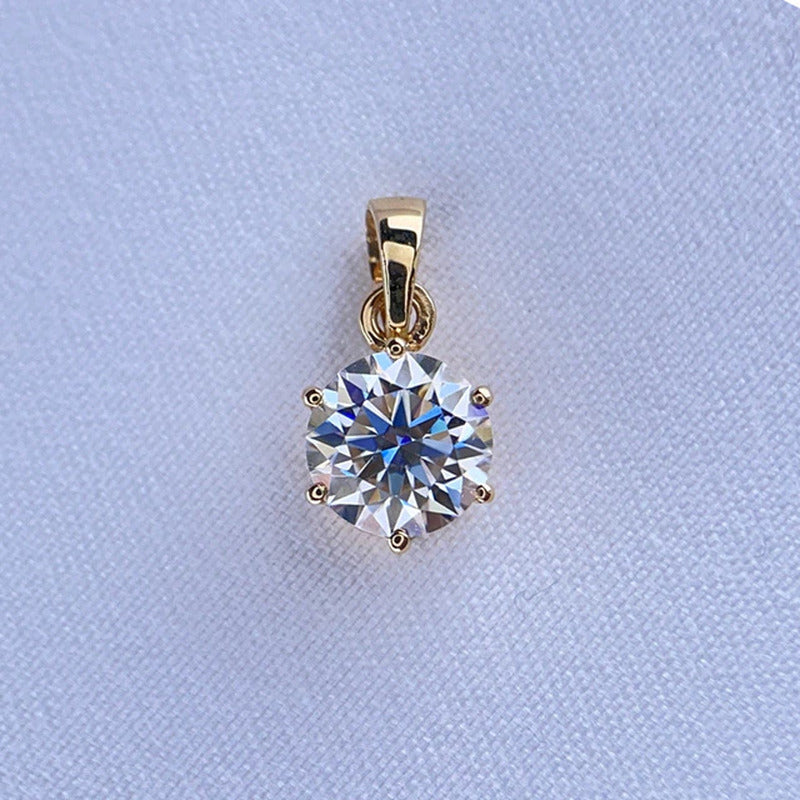 Real 18K White Gold Pendant 1CT Moissanite Necklace 6.5MM VVS Lab Diamond Rose