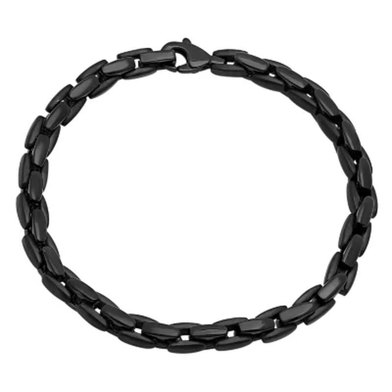 Men'S Black IP Plated Stainless Steel Chain and Bracelet Set