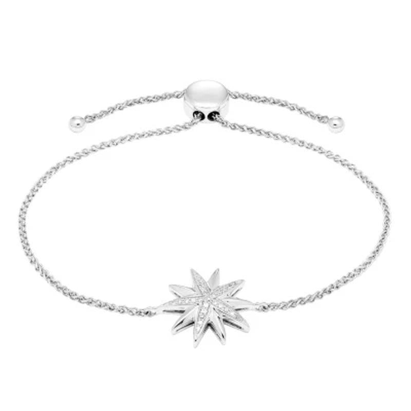 0.10 CT. T.W. Sterling Silver Diamond Starburst Bolo Bracelet