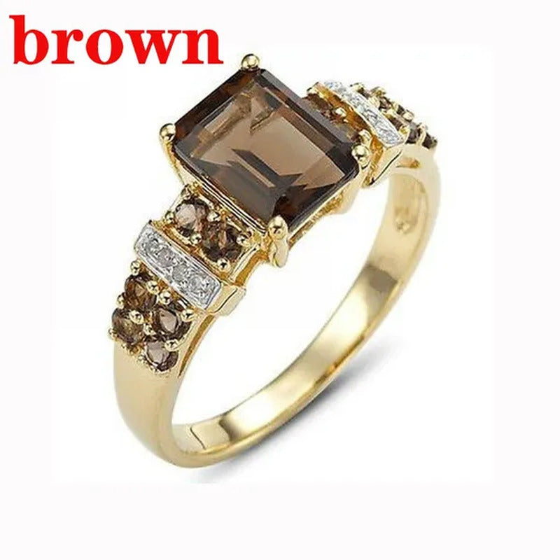 Women'S Men Brown Sapphire 18K Yellow Gold Plated Ring Jewelry Size 6-10 (Choice