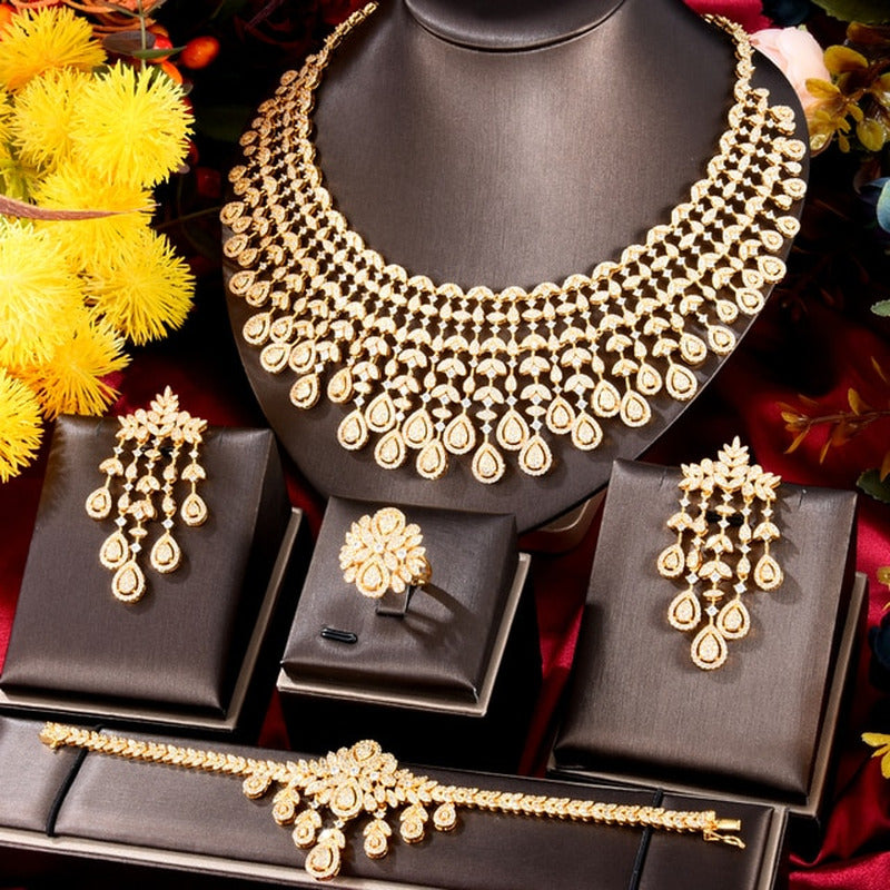 Famous Brand UAE Luxury Saudi Arabic Jewelry Set for Women Wedding Party