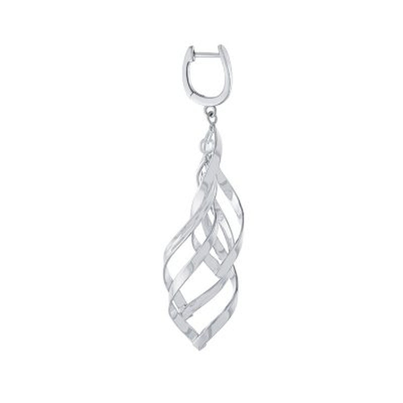 Sterling Silver Triple Marquise Lever Back Drop Earrings