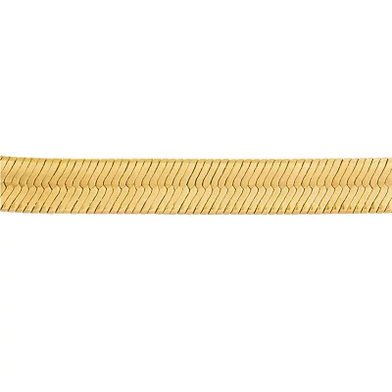 Italian 14K Yellow Gold Solid 3Mm Herringbone Chain Necklace