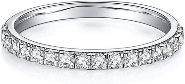 YODEWA Moissanite Wedding Band for Women Half Eternity 925 Sterling Silver 0.3Ct