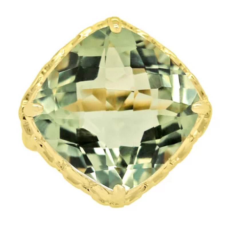 14K Gold Treated Prasiolite Ring