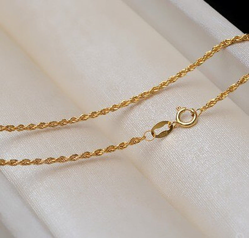 100% Real 18K Gold Jewelry Au750 Necklace for Women Sweater Necklaces Yellow