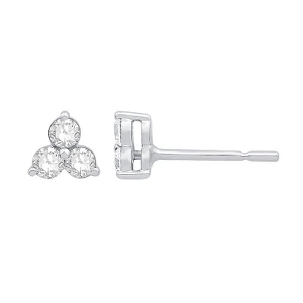 0.30 CT. T.W. Diamond Three Stone Earrings in 14K White Gold