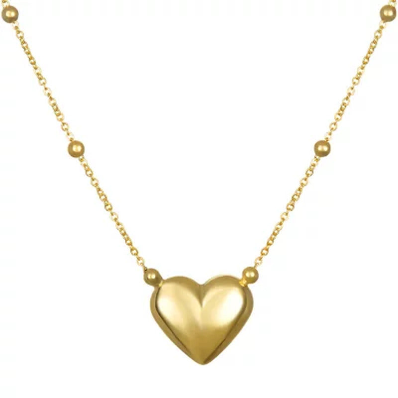 14K Yellow Gold Diamond Cut Reversible Heart Pendant