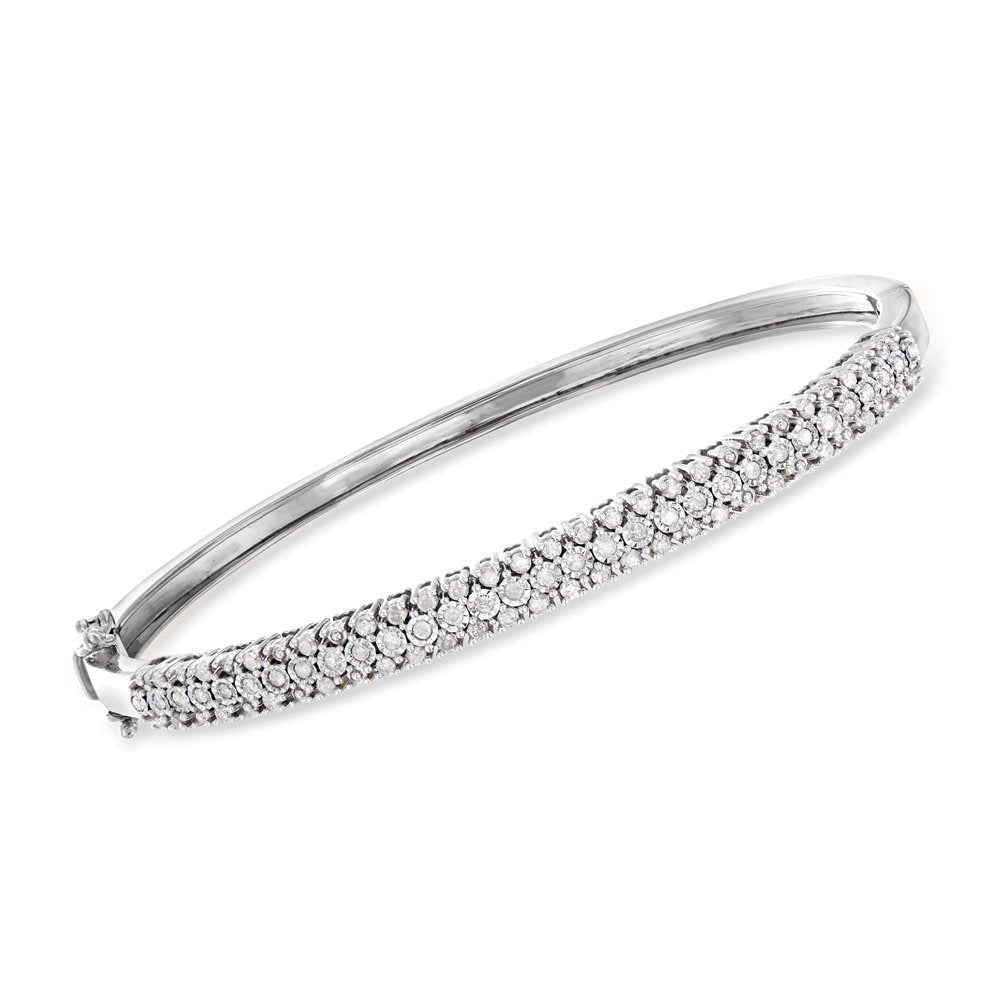 0.75 Ct. T.W. Diamond Bangle Bracelet in Sterling Silver