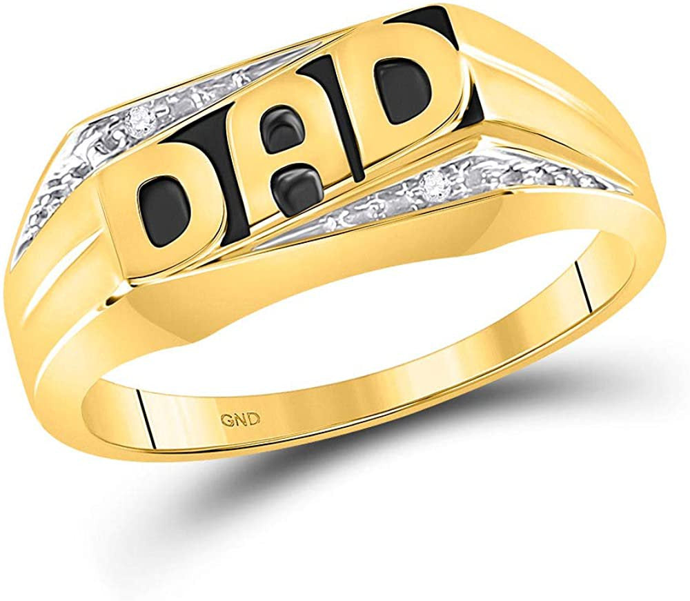 10Kt Yellow Gold Mens round Diamond Dad Father Band Ring .01 Cttw