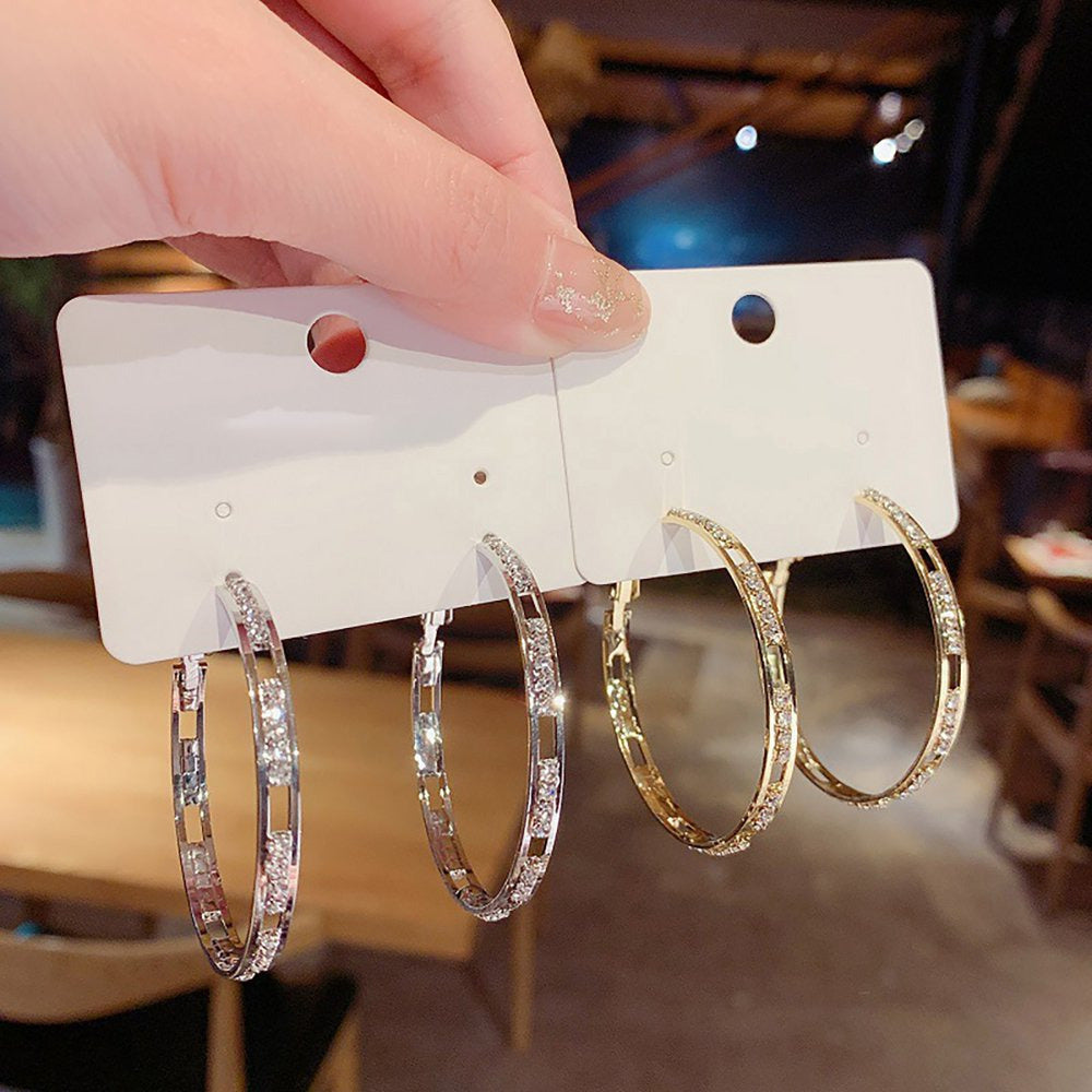 Small Silver Hoop Earrings Earrings Popular Point Clip Diamond C-Shaped Ear Earr