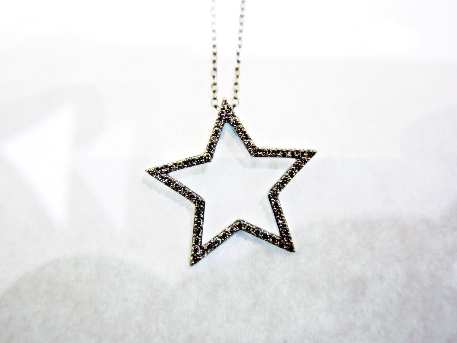 $1,400 RETAIL DIAMOND ROUND STAR PENDANT INCLUDED CHAIN .41 CT G VS1/2 14 K GOLD