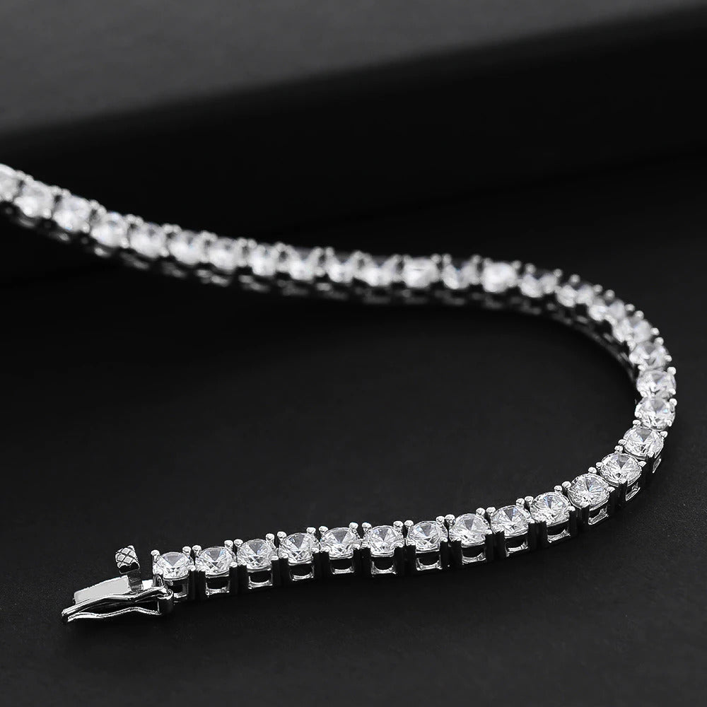 100% 925 Sterling Silver Full 3Mm/4Mm Luxury High Carbon Diamond Tennis Chains