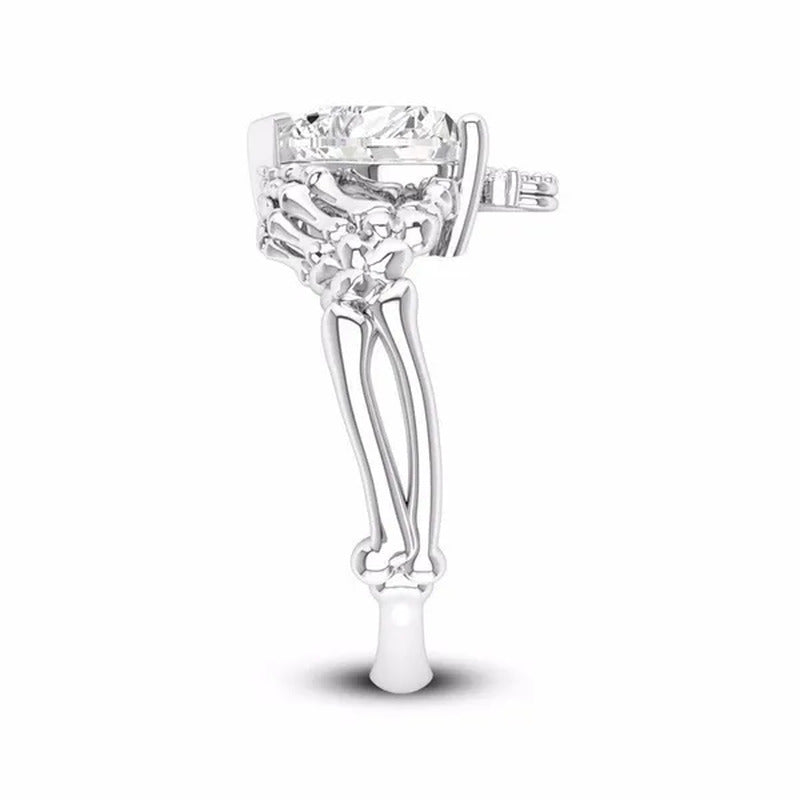 Claddagh White Sapphire Heart Punk Skeleton Hands Diamond Promise Proposal Engag