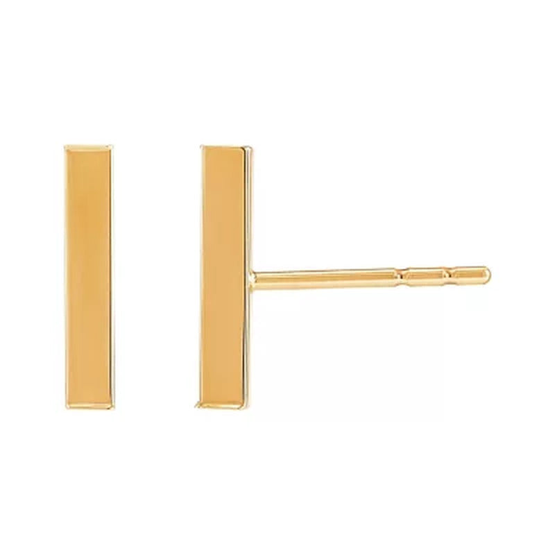 2Mm Bar Stud Earrings in 14K Yellow Gold