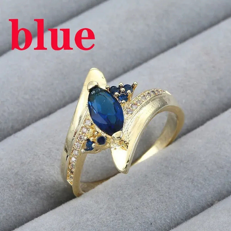 Size 6-10 Jewelry Woman'S Blue Sapphire 18K Yellow Gold Plated Ring Gift ( Choic