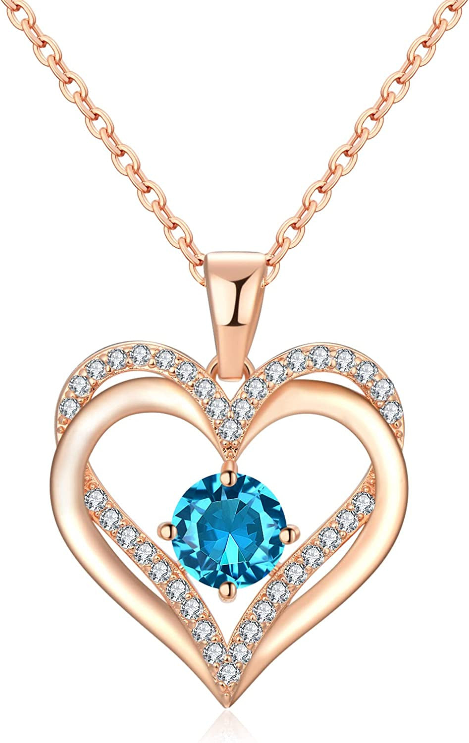 18K Rose Gold Necklaces for Women 925 Sterling Silver Necklace for Girls Birthst