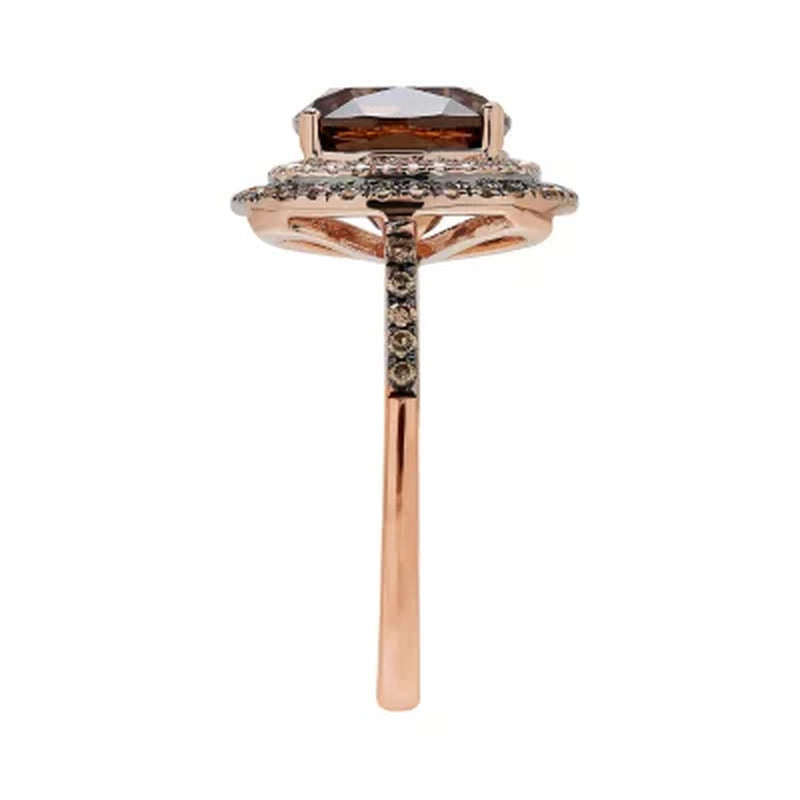 9Mm Smoky Quartz and 0.34 CT. T.W. Diamond Ring in 14K Rose Gold