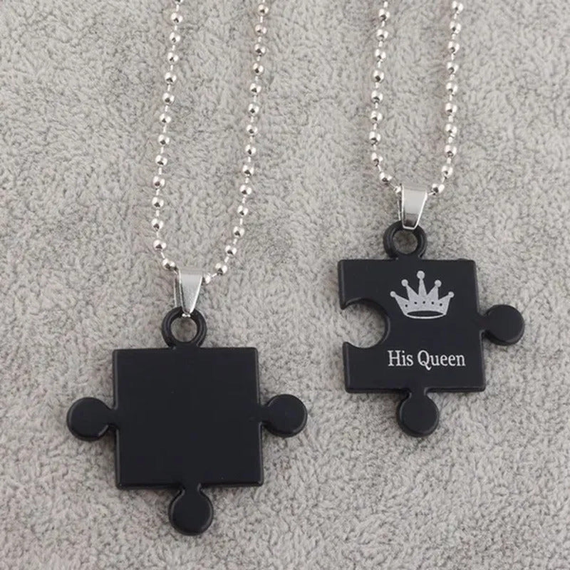 1\2\4Pcs Couples Necklaces Bracelets for Him and Her,His Queen Her King Couples