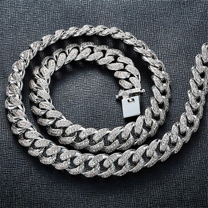 2019 Men'S Hip Hop Iced Out Bling Diamond Necklace or Bracelet 24K Gold Fashion