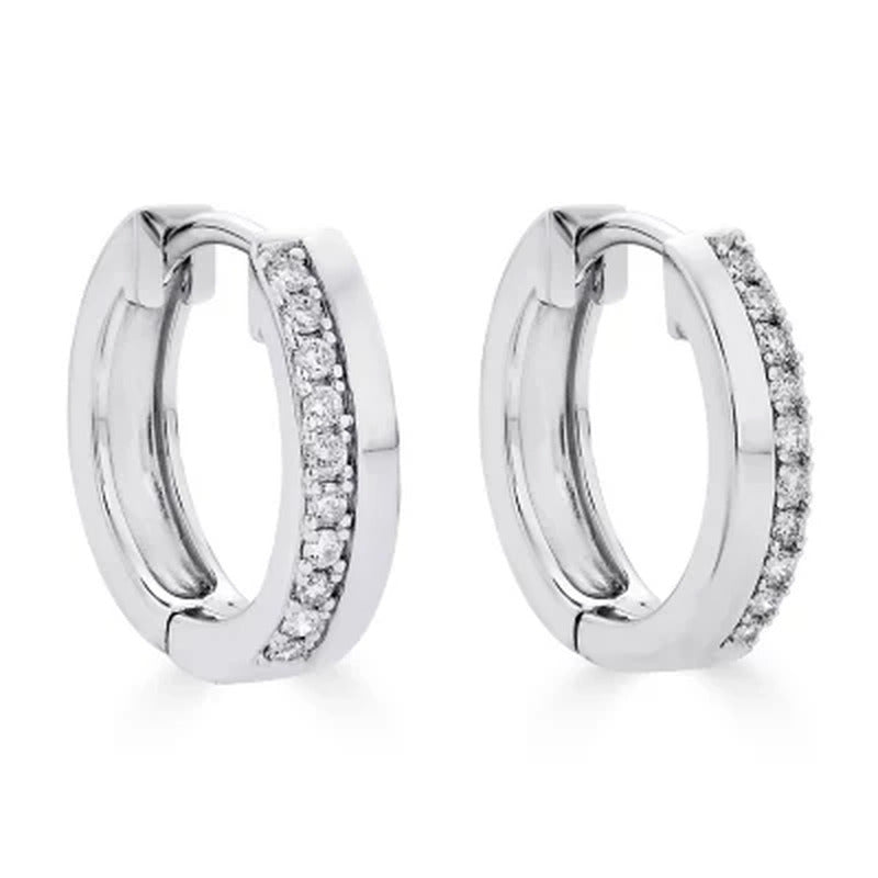 0.16 CT. T.W. Diamond Huggie Hoop Earrings in Sterling Silver