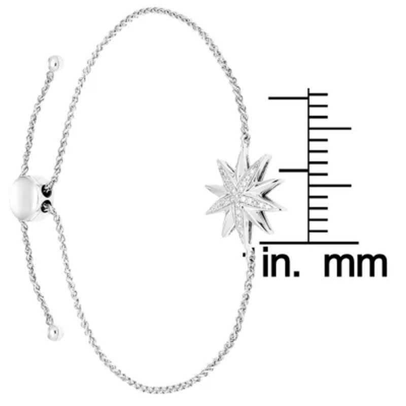 0.10 CT. T.W. Sterling Silver Diamond Starburst Bolo Bracelet