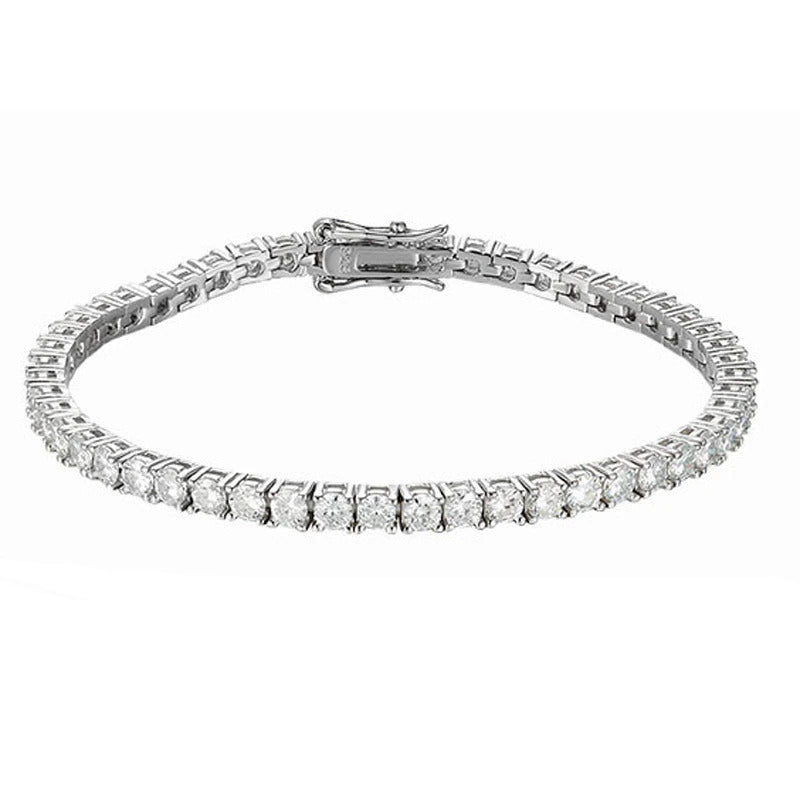 4Mm Solid 925 Sterling Silver Moissanite Tennis Bracelets for Women Men GRA