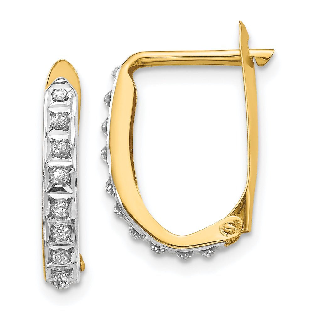 14K Yellow Gold Diamond Fascination Hinged Hoop Earrings (16Mm X 2Mm)