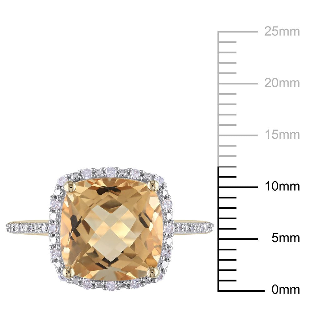 Miabella Women'S 5-1/4 Carat T.G.W. Cushion-Cut Citrine and 1/10 Carat T.W. Diam