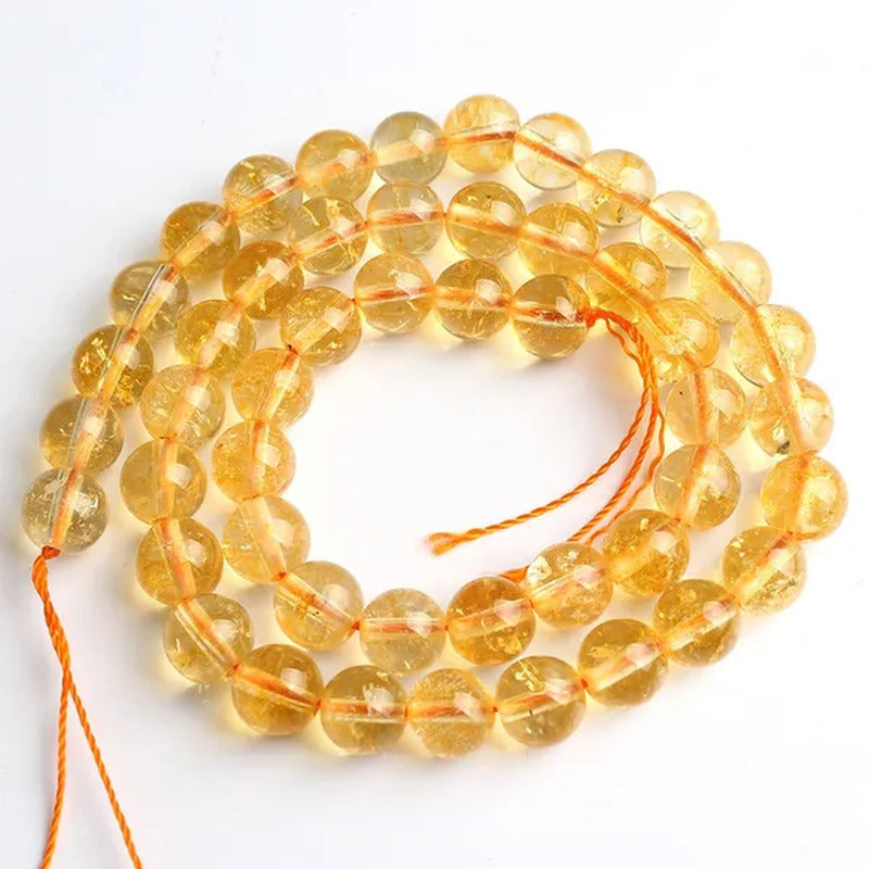 1Pcs Natural Citrines Yellow Crystal Quzrtz round Beads for Jewelry Making 15''