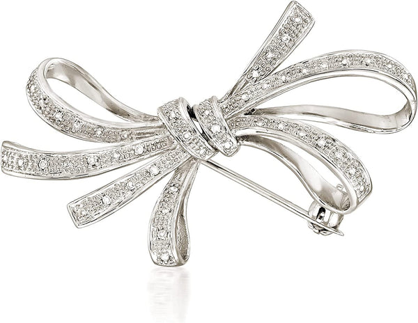 0.10 Ct. T.W. Diamond Ribbon Pin in Sterling Silver.