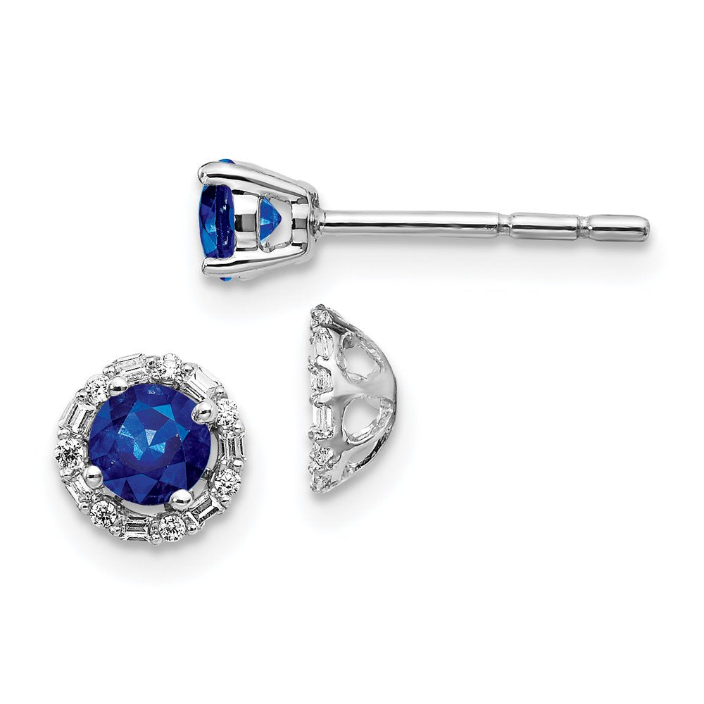 14 Karat White Gold Diamond and Sapphire Earrings